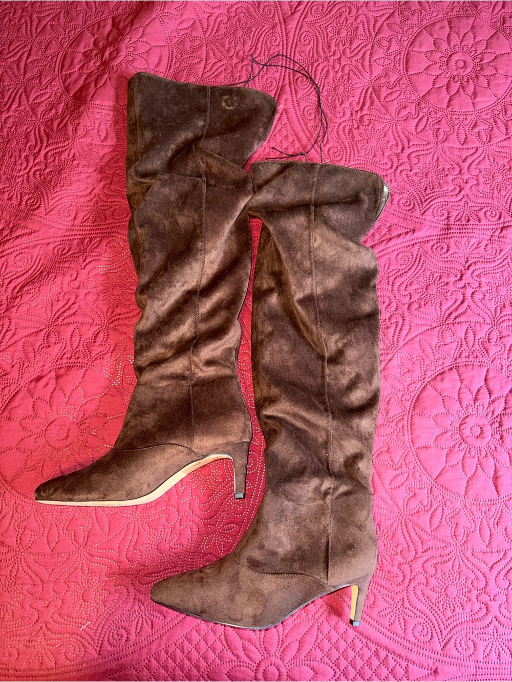Soda Brown Suede Over-the-Knee Heeled Boots